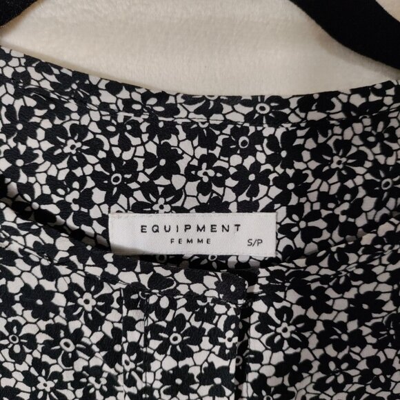 Equipment Femme Mixed Pattern Floral Plaid Silk Button Front Blouse Size Small - Picture 3 of 11